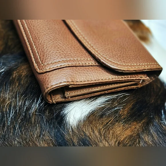 Vintage Relic Fossil Brown Pebbled Leather Trifold Wallet & Checkbook Wallet Set - Picture 4 of 13